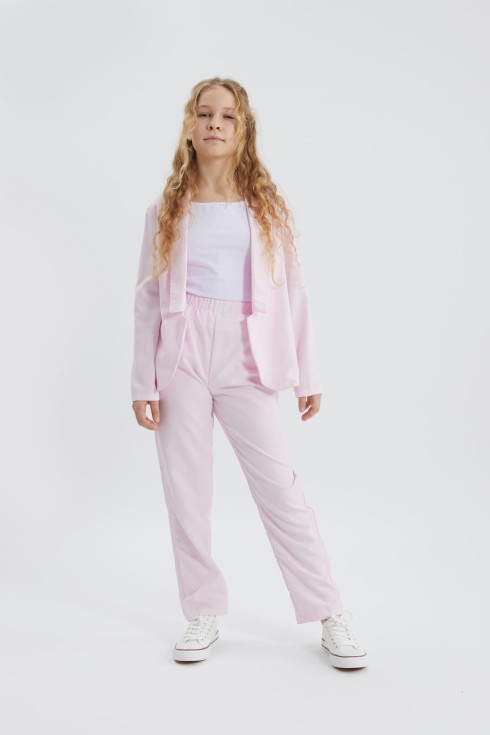 conjunto niña, conjunto elegante niña, conjunto rosa pastel, ropa niña eventos, chaqueta y pantalones niña, ropa formal niña, conjunto comunión niña, ropa cómoda niña