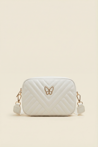 Bolso Blanco Elegante para Niña con Mariposa Dorada - El Toque Final de Distinción