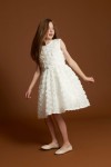 vestido ceremonia niña, vestido blanco crema, vestido flores 3d, vestido arras, vestido fiesta niña, ropa elegante niña, zoya fashion