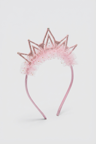 Diadema de Princesa con Corona de Tul Rosa - El Toque Real para Pequeñas Soñadoras