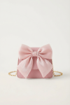 bolso rosa niña, bolso elegante niña, bolso con lazo niña, bolso con cadena dorada, accesorios niña, bolso para fiestas, bolso de comunión, regalo para niña, bolso pequeño elegante, bolso para ocasiones especiales