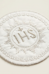 aplicación bordada ihs, emblema primera comunión, parche comunión plata, adorno ropa comunión, decoración mesa comunión, bordado religioso