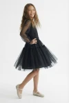 Holly Vestido Tul Negro – detalle del corpiño y mangas