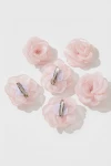 horquillas niña rosa detalle, organza rosa empolvado, clip metálico horquilla