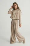 conjunto elegante niña Emi beige, conjunto ceremonia niña, conjunto blazer pantalón niña, traje sastre niña, ZOYA Fashion ES