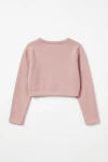 bolero niña Ada rosa detalle, mangas largas bolero, acabado rosa empolvado, primer plano bolero