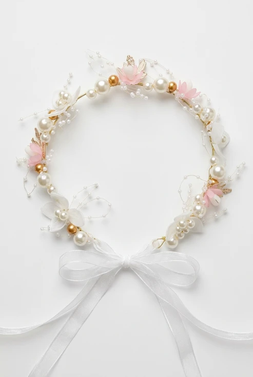 diadema niña rosa flores perlas, diadema comunión niña, accesorio pelo ceremonia, corona princesa niña, ZOYA Fashion ES