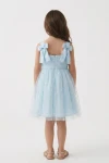 vestido azul niña - Vestido de ceremonia Rina azul con lazos para niña (2)