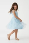 vestido azul niña - Vestido de ceremonia Rina azul con lazos para niña (4)