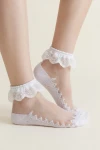 calcetines blancos niña - Calcetines blancos con volante y encaje para niña (3)