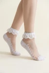 calcetines blancos niña - Calcetines blancos con volante y encaje para niña (4)