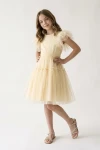 vestido amarillo niña - Vestido Paola de tul amarillo para niña de ceremonia (2)