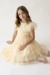 vestido amarillo niña - Vestido Paola de tul amarillo para niña de ceremonia (3)