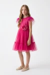 Vestido Gabi de tul fucsia para niña de ceremonia