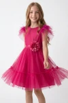 vestido fucsia niña - Vestido Gabi de tul fucsia para niña de ceremonia (4)