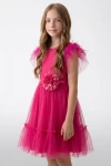 vestido fucsia niña - Vestido Gabi de tul fucsia para niña de ceremonia (5)