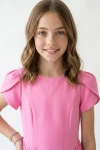 vestido rosa niña - Vestido Rumi rosa de tulipán acampanado para niña (3)