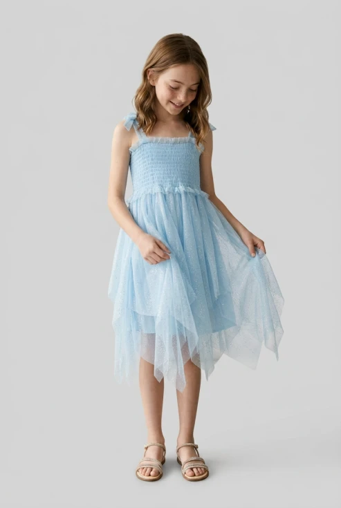 Vestido de ceremonia Suzi azul para niña