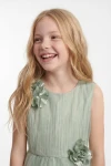 vestido largo niña - Vestido largo Bella verde salvia de ceremonia para niña (3)