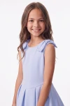 Vestido Harper azul cielo, parte superior con cuello redondo y lazos en los hombros