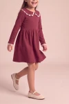 Vestido Estera burdeos con la falda de vuelo en movimiento, vista frontal