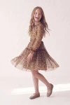Vestido Holly estampado de leopardo girando: falda de tul con vuelo, vista lateral