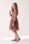 Vestido Holly estampado de leopardo de perfil: lazo de la banda en la espalda