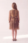 Vestido Holly estampado de leopardo de espaldas: cremallera y banda anudada en lazo