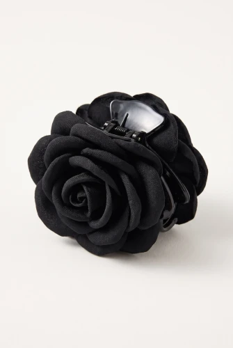Pinza cangrejo con flor de tela negra para niña – ceremonias y Nochevieja