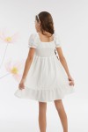 vestido niña, vestido elegante niña, vestido blanco crema, vestido ceremonia infantil, moda infantil elegante, vestido cómodo niña, vestido especial niñas